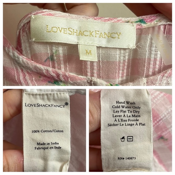 LoveShackFancy Leon Pink Pop Rock Floral Gingham Mini Dress Medium - Picture 8 of 15